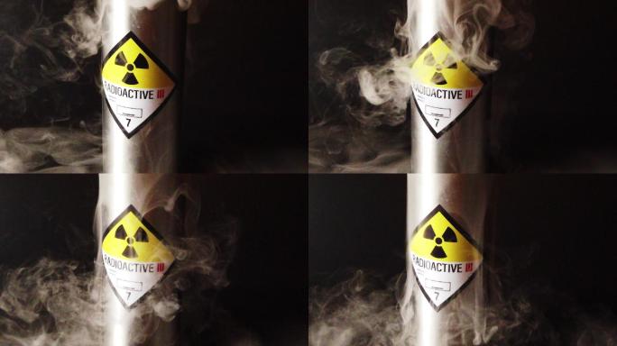 烟雾滚滚的慢动作放射性罐