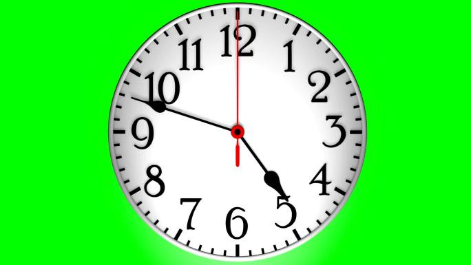 绿色背景上的旋转时钟（可循环）
