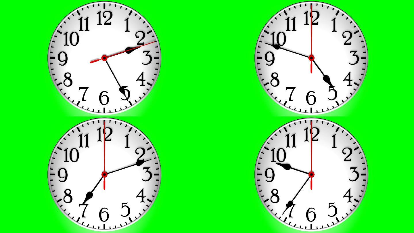 绿色背景上的旋转时钟（可循环）
