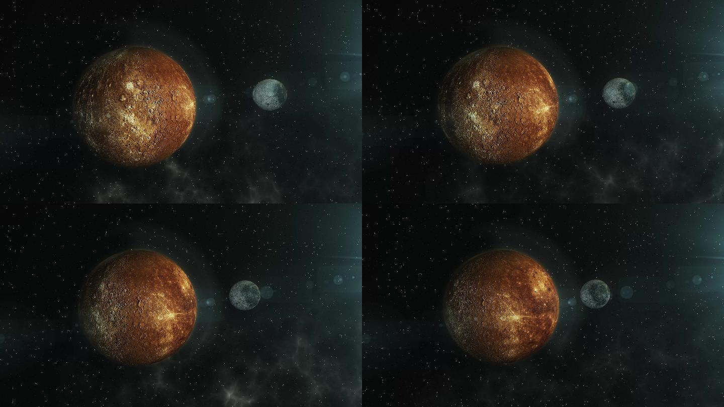 月球和水星行星会合-4K镜头