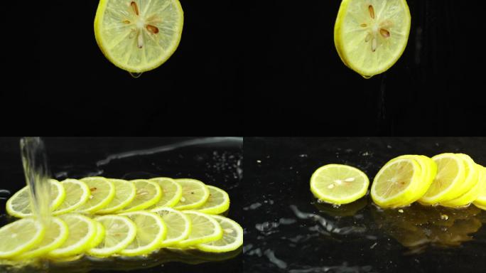 柠檬入水柠檬片唯美柠檬
