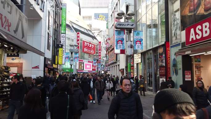 4K WS日本东京涩谷购物街区。