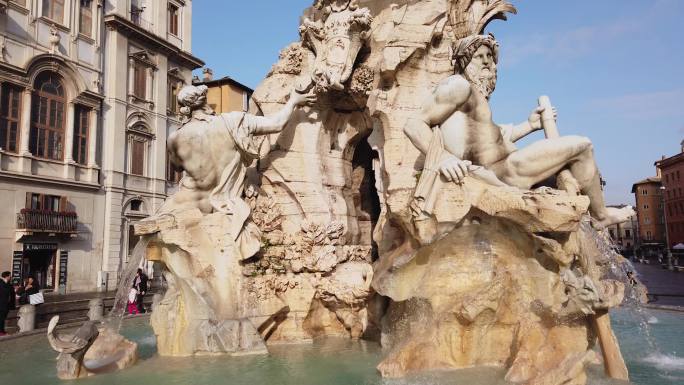 罗马四河喷泉雕塑喷泉罗马地标
