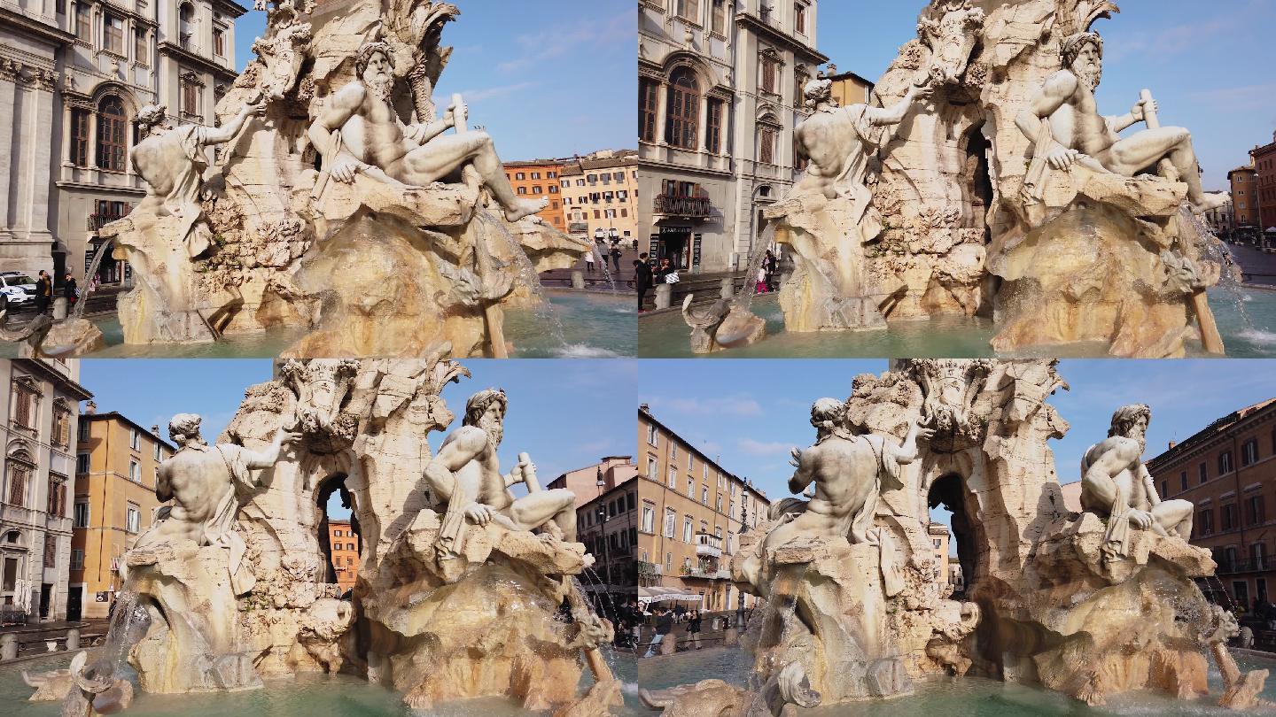 罗马四河喷泉雕塑喷泉罗马地标