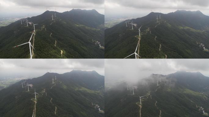 穿云上升运镜航拍浮山岭风力发电