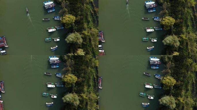 住在河里海边城市船渔船森林树林河流