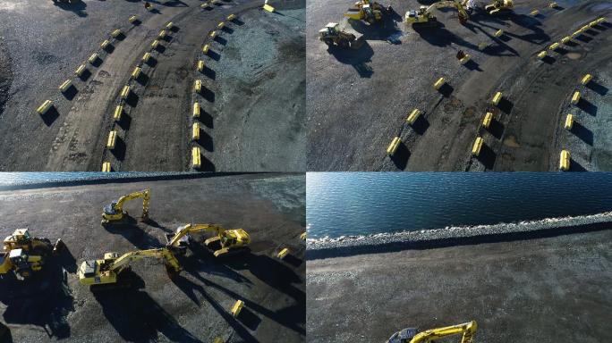 港口扩建施工现场挖掘机工业港口