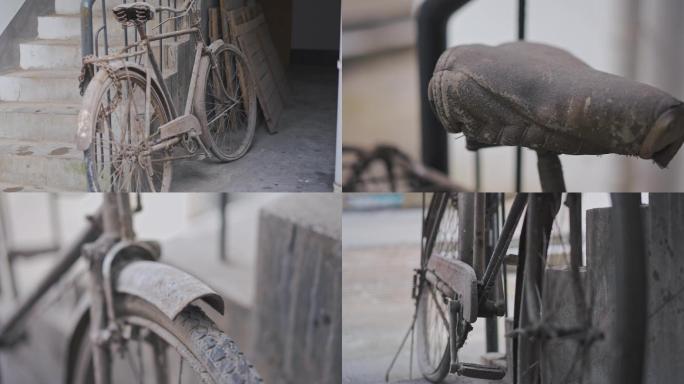 老楼道里破旧老自行车-老物件-合集