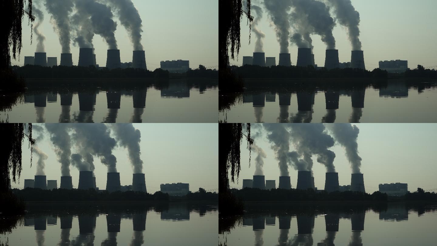 杰恩斯瓦尔德燃煤电站倒映在附近的湖面上