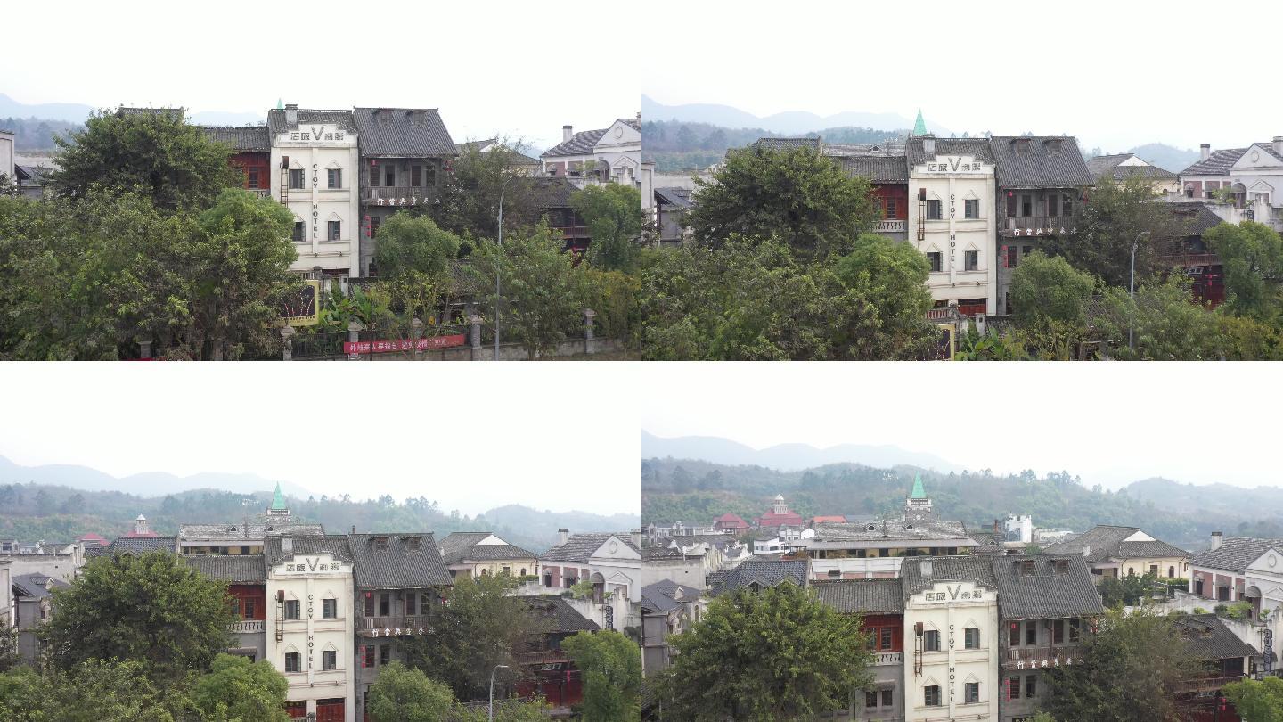 重庆两江影视城航拍 电影取景地胜利旅店