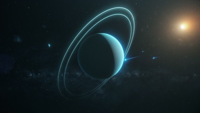 天王星在深空旋转美丽梦幻唯美天空宇宙星空