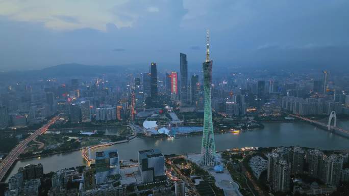 广州市中心个航拍空镜素材