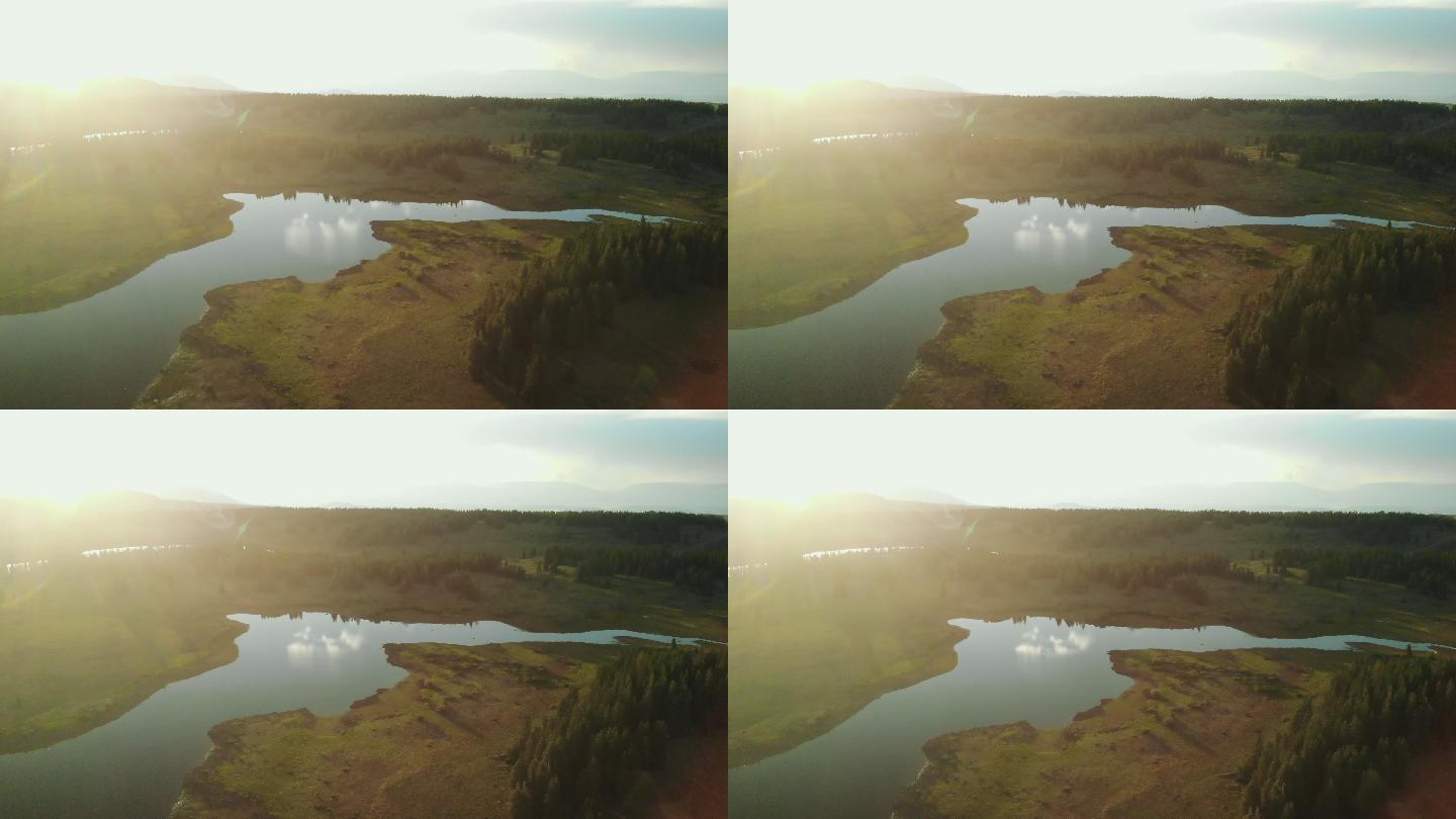 山地水库原始湖大梅萨国家森林傍晚日落4K视频系列