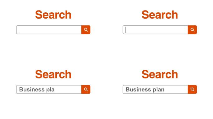 Web浏览器或带有搜索框的网页，键入用于internet搜索的业务计划