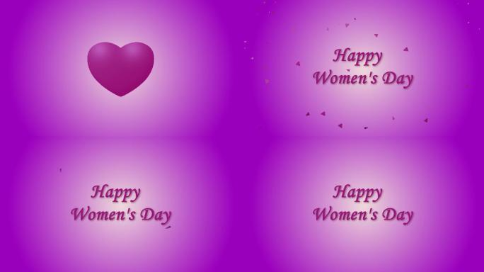 3月8日三八妇女节快乐，国际妇女节，紫色背景上的心形概念，女权，4K分辨率，抽象，抽象背景，成人，庆
