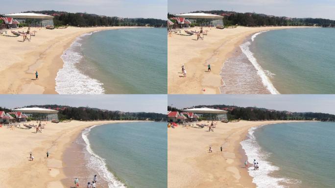 旅游景区4K航拍福建湄洲岛黄金沙滩