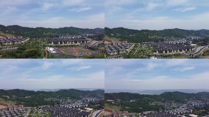上升航拍重庆南山山中城唯美空镜头