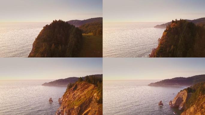 俄勒冈州北部海岸壮观悬崖的4K航拍