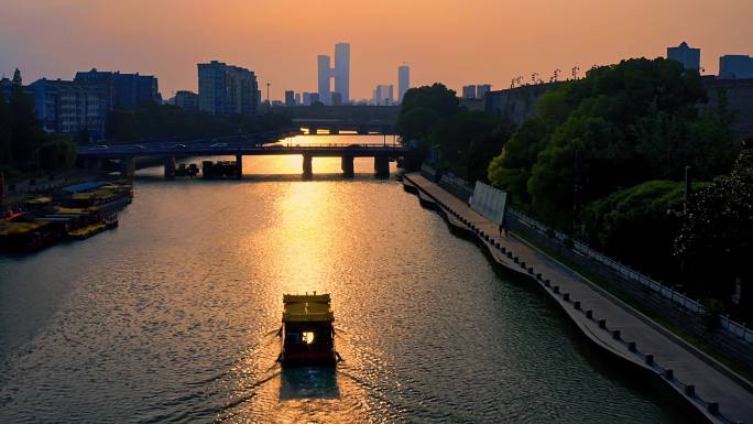 秦淮河小桥流水古城夕阳