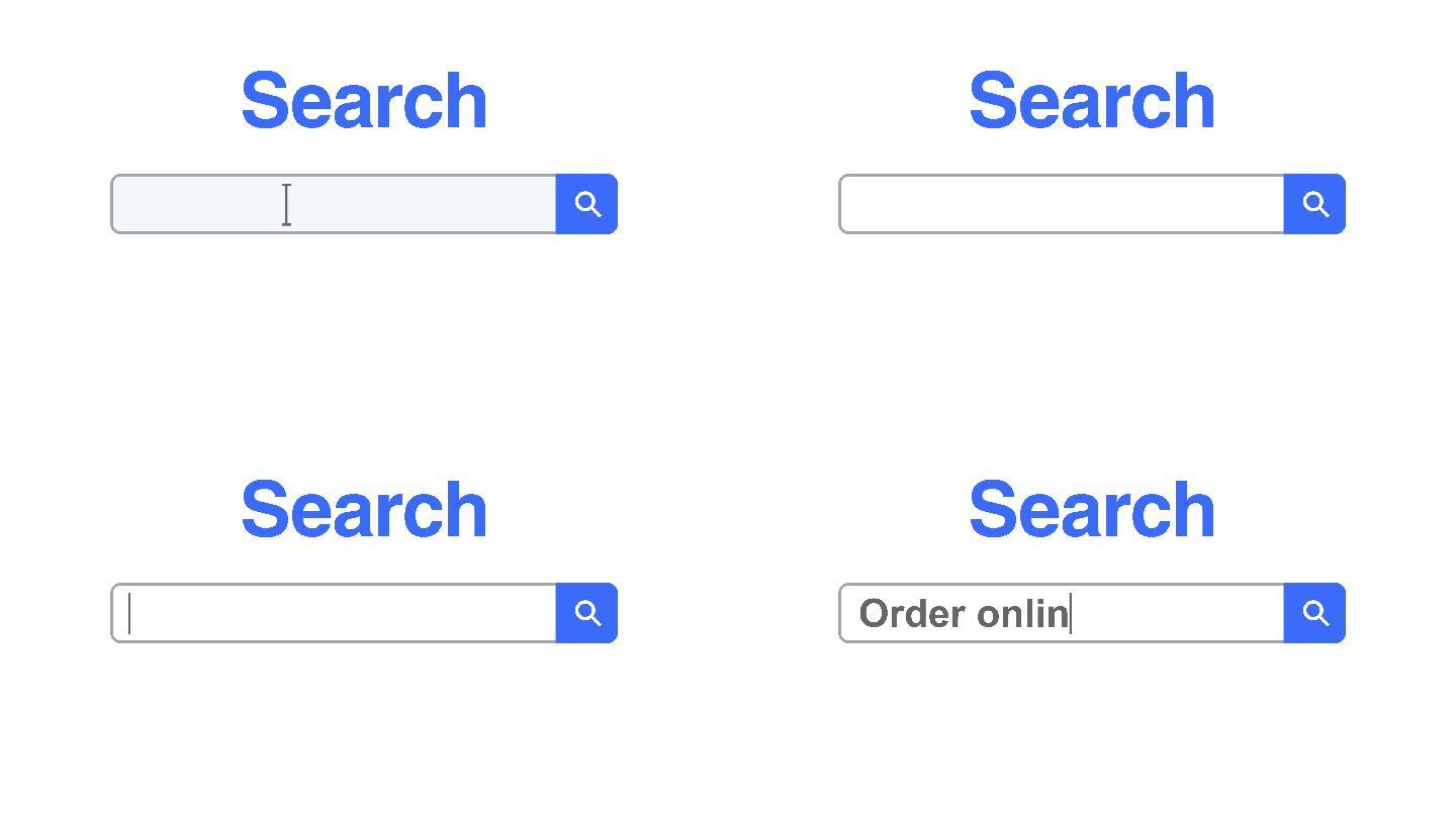Web浏览器或带有搜索框的网页键入在线订单以进行internet搜索