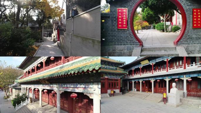 青岛湛山寺内景航拍4K寺庙烧香神拜佛香火