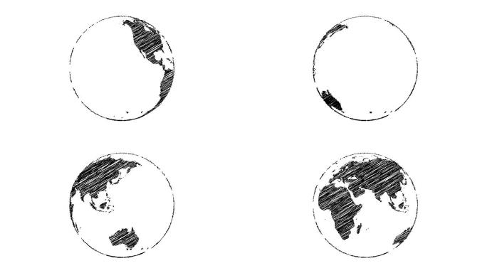 环绕地球旋转。地球。Stopmotion帧样式动画