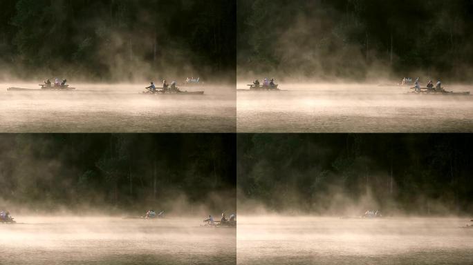 高清：游客游览泰国庞昂湖和山日出