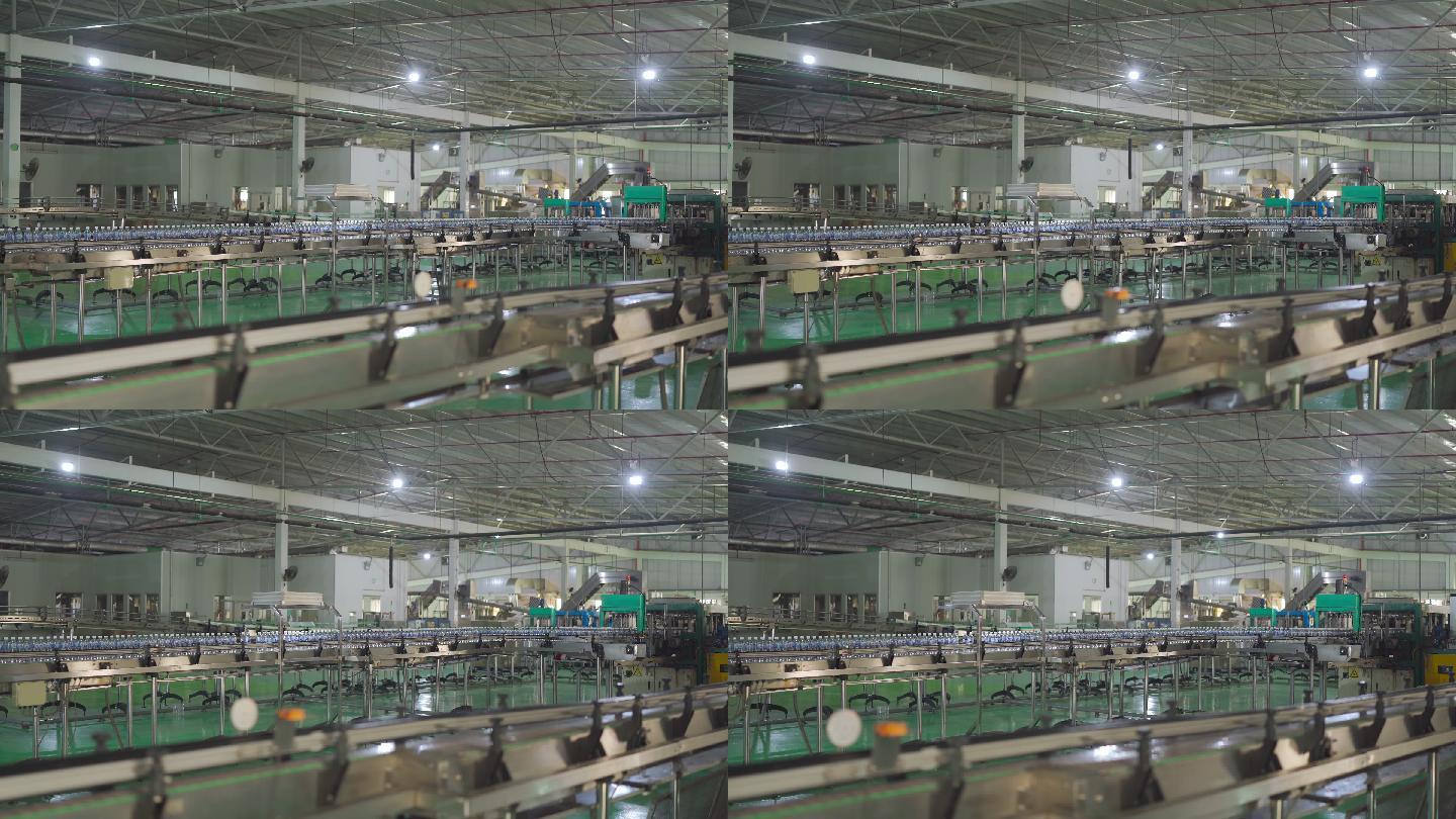 矿泉水厂内部及机械部分。将纯净泉水装入瓶子和罐的工厂生产线