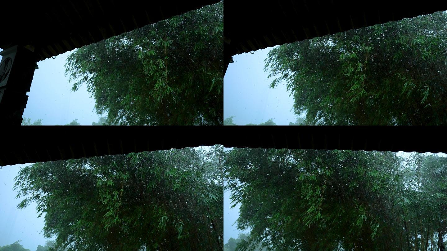 屋檐雨滴-慢镜头