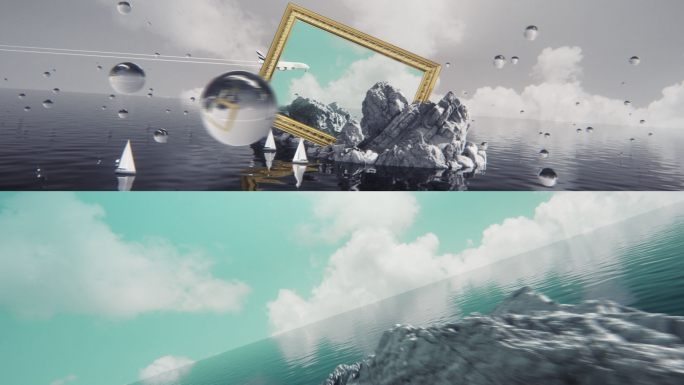 超宽屏幻境小岛写意镜头视频素材