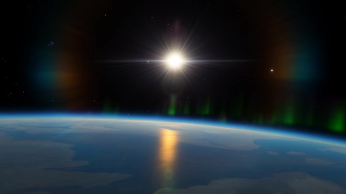 地球上日出太空中地球组蓝色地球家园环保