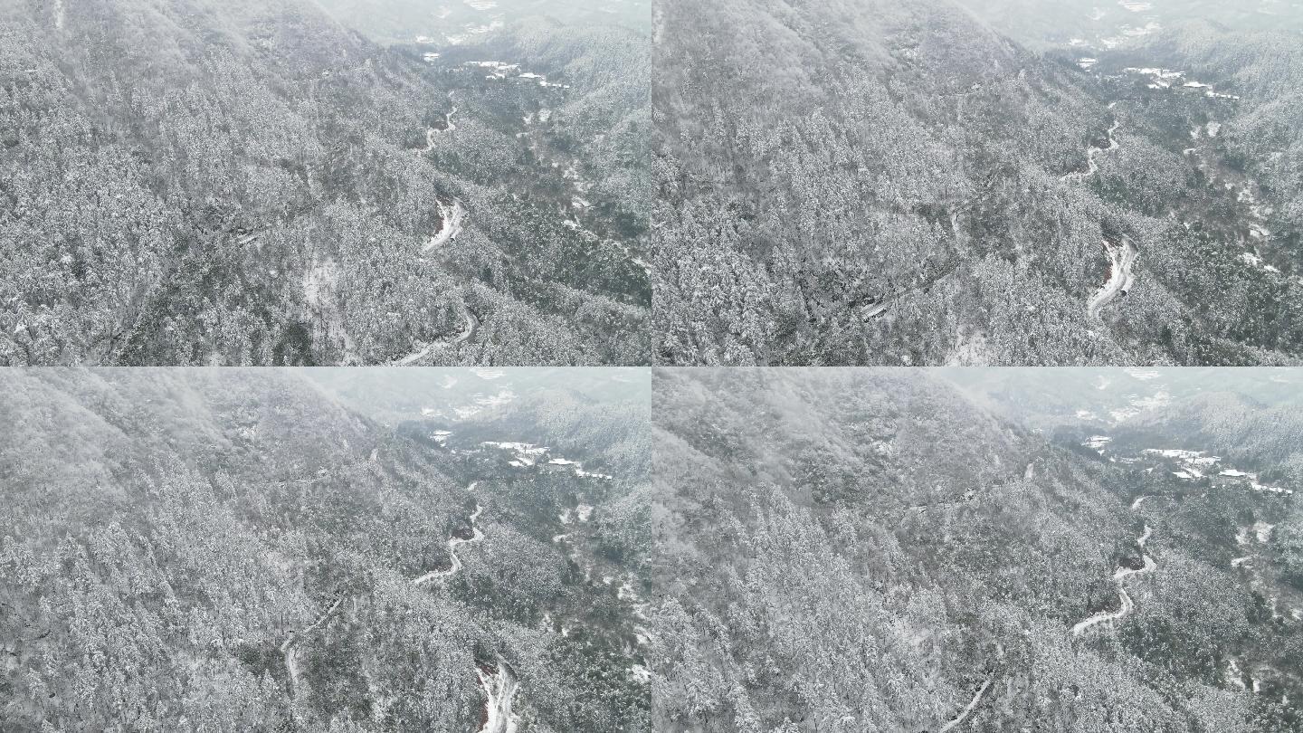 航怕大山雪景森林公路