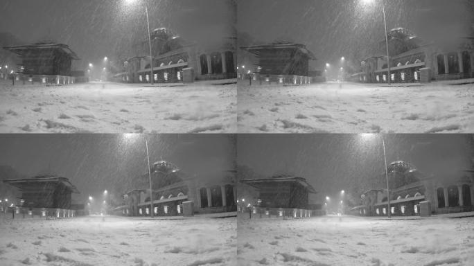 4k视频伊斯坦布尔卡拉科伊tramvay降雪