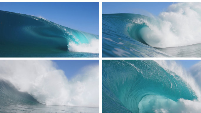 海浪冲击大海巨浪海浪慢镜头