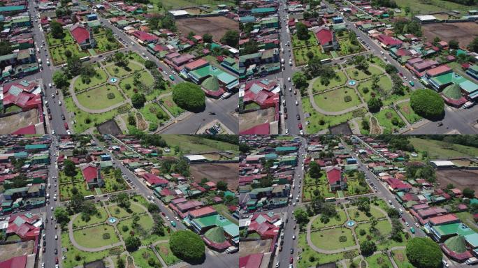 哥斯达黎加拉福图纳市中心的无人机视图