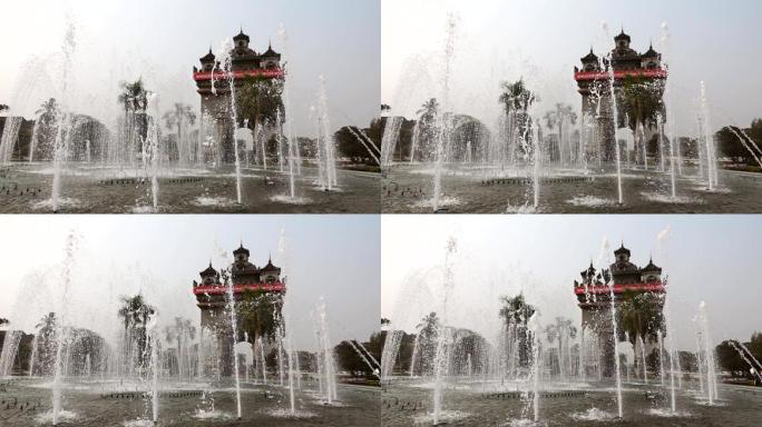 慢动作喷泉喷泉广场延迟摄影拍摄水花