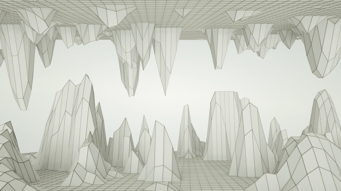 【4K时尚背景】立体岩洞网格艺术概念创意