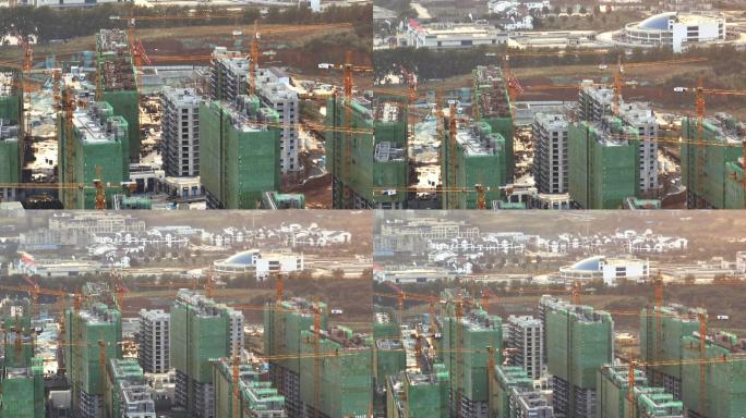 4K工地建筑塔吊航拍