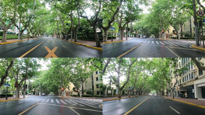 上海封城中的寂静街道绿化环境