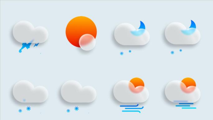【视频】22个毛玻璃天气类UI图标