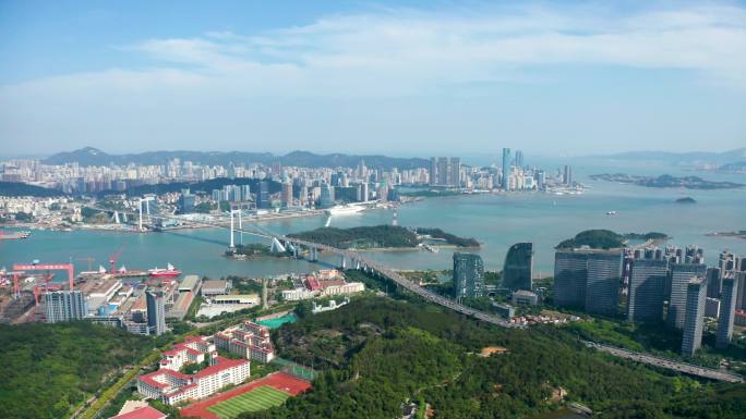 厦门海沧大桥西部海岸线全景