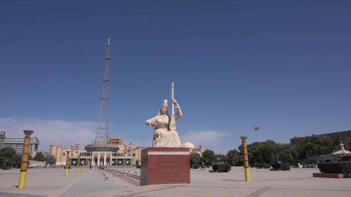 阿曼尼莎干汗 雕像 莎车 延时 喀什