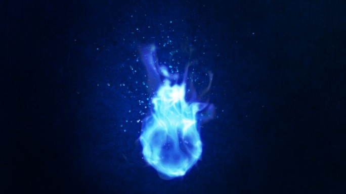 火焰（可循环）蓝色灵火粒子闪烁光源黑色背