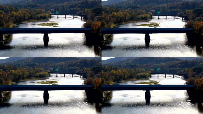 温莎-康沃尔盖桥-鸟瞰图-美国沙利文县新罕布什尔州
