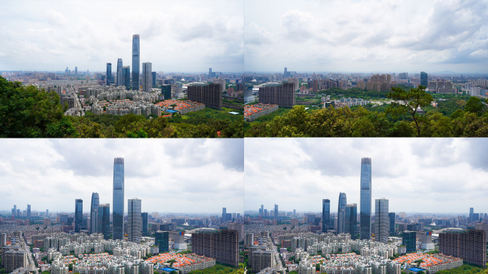 4K东莞CBD国贸市区建筑群 东莞旗峰山