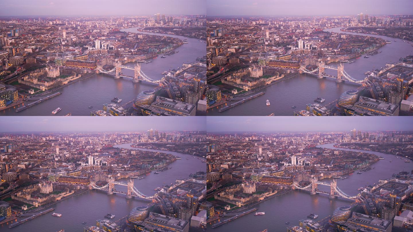 英国伦敦塔桥（Tower Bridge），在夏季使用延时平移、缩放和放大功能
