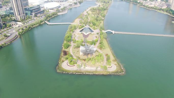 城市航拍梅溪湖节庆岛