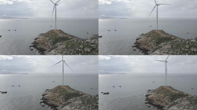 莆田南日岛月亮湾风车海边风力发电