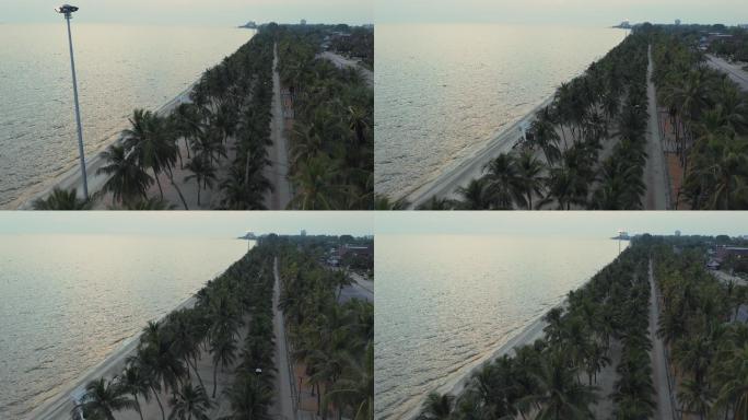 新冠病毒爆发期间隔离期间的Bang Saen海滩俯视图