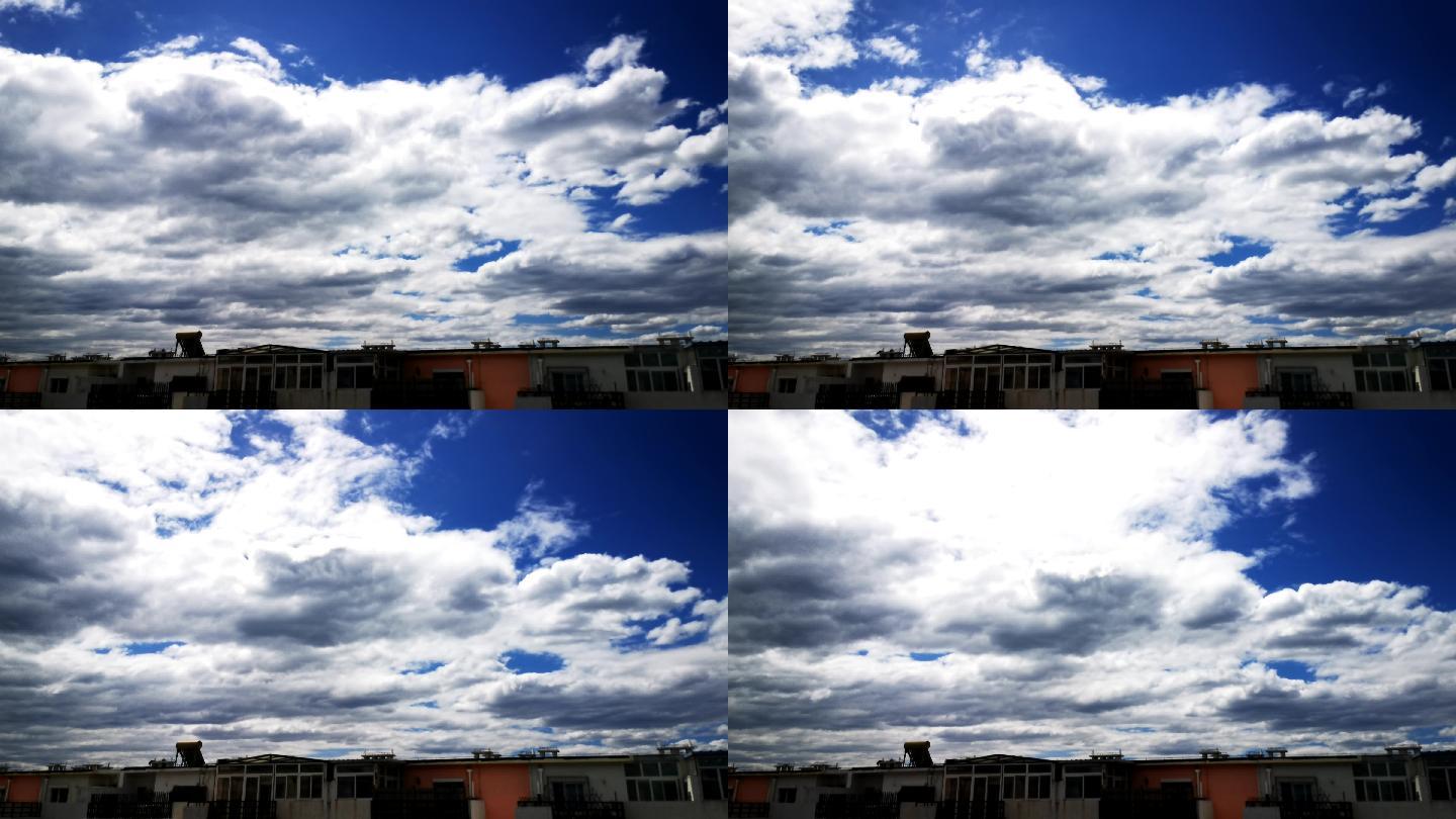 [4K]延时素材.屋顶上空的蓝天云海